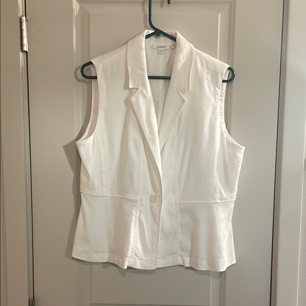 White Sleeveless Blazer Vest